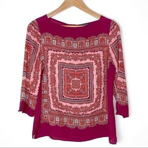 Adrianna Papell Pink Bandana Print Top Large